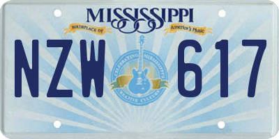 MS license plate NZW617