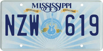 MS license plate NZW619