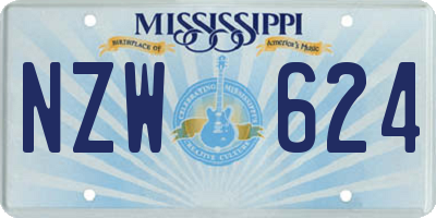 MS license plate NZW624