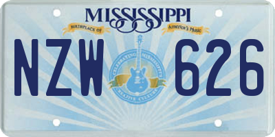 MS license plate NZW626