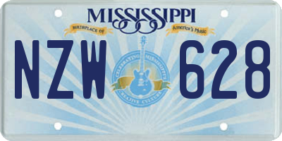 MS license plate NZW628
