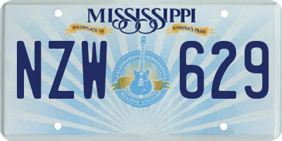 MS license plate NZW629