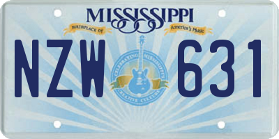 MS license plate NZW631
