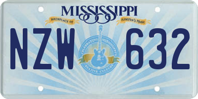 MS license plate NZW632