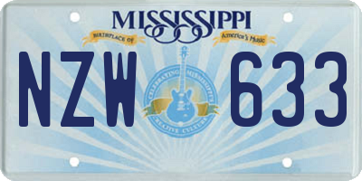 MS license plate NZW633