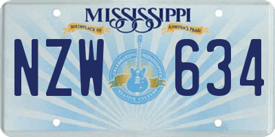 MS license plate NZW634