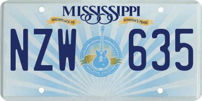 MS license plate NZW635