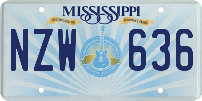 MS license plate NZW636