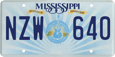 MS license plate NZW640