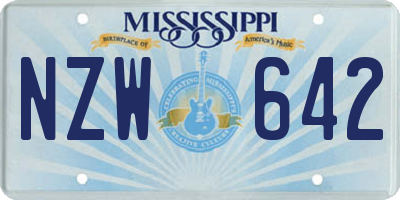 MS license plate NZW642