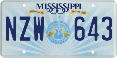 MS license plate NZW643