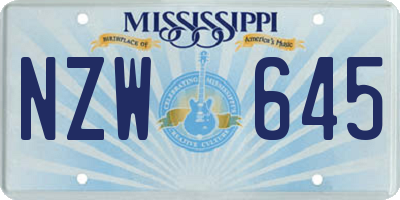 MS license plate NZW645