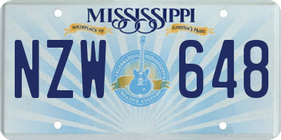MS license plate NZW648