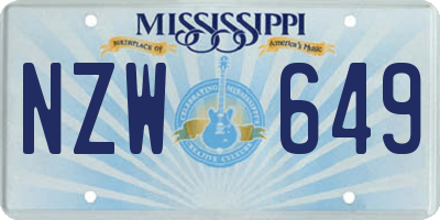 MS license plate NZW649