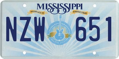 MS license plate NZW651