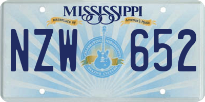 MS license plate NZW652