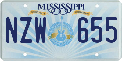MS license plate NZW655