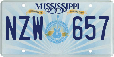 MS license plate NZW657