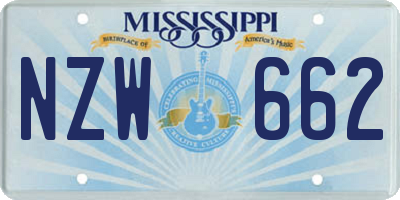 MS license plate NZW662