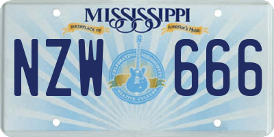 MS license plate NZW666