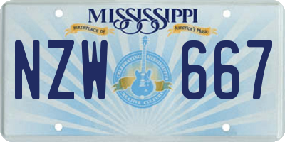 MS license plate NZW667