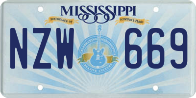 MS license plate NZW669
