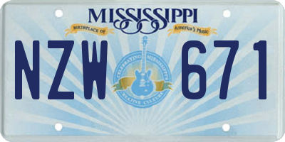 MS license plate NZW671