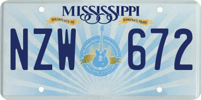 MS license plate NZW672