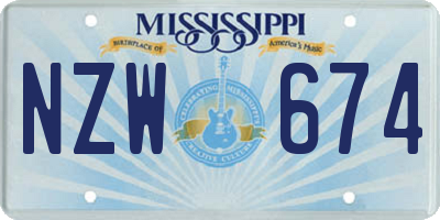 MS license plate NZW674