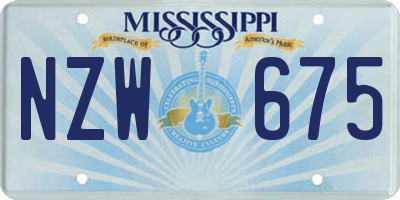 MS license plate NZW675