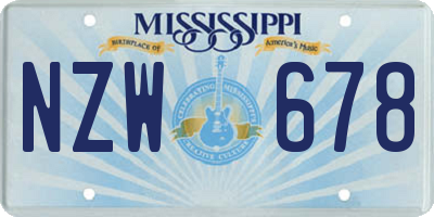 MS license plate NZW678