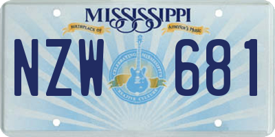 MS license plate NZW681