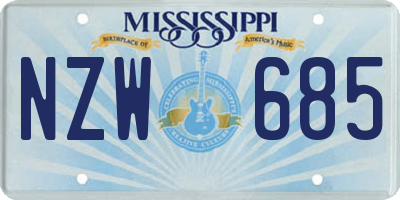 MS license plate NZW685