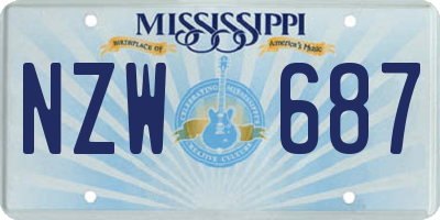 MS license plate NZW687