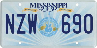 MS license plate NZW690