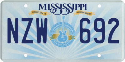 MS license plate NZW692
