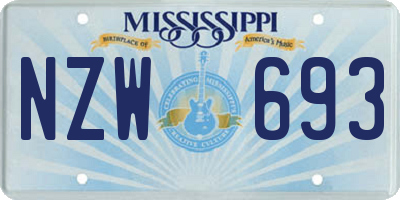 MS license plate NZW693