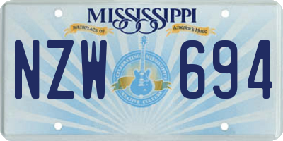 MS license plate NZW694