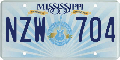 MS license plate NZW704