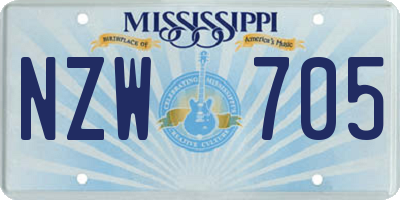 MS license plate NZW705