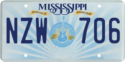 MS license plate NZW706