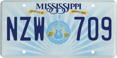 MS license plate NZW709