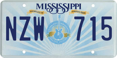MS license plate NZW715
