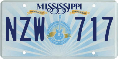 MS license plate NZW717