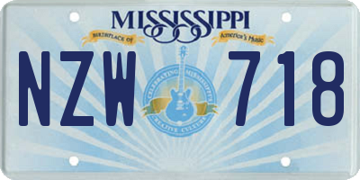 MS license plate NZW718