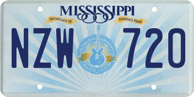 MS license plate NZW720
