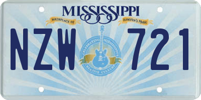 MS license plate NZW721
