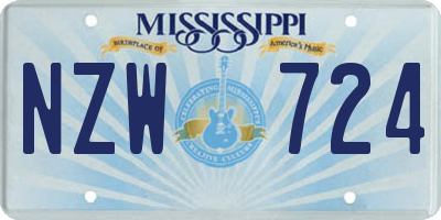MS license plate NZW724