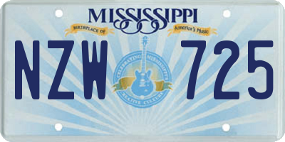 MS license plate NZW725