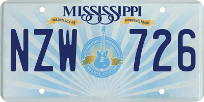 MS license plate NZW726